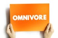 Omnivore text quote on card, concept background