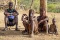 Omo Valley, Ethiopia - January 10, 2019: Hamer tribe members prepare for initiation rites