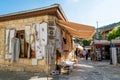 OMODOS, CYPRUS - OCTOBER 4, 2015: Traditional souvenir shops wit