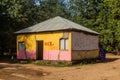 OMORATE, ETHIOPIA - FEBRUARY 5, 2020: House with text welcome in Omorate village in the area of Daasanach tribe in Omo
