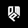 OMP letter technology logo design on black background. OMP creative initials letter IT logo concept. OMP letter design. Royalty Free Stock Photo