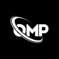OMP logo. OMP letter. OMP letter logo design. Initials OMP logo linked with circle and uppercase monogram logo. OMP typography for Royalty Free Stock Photo
