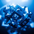 Omposition featuring a cluster of interconnected shapes, including cubes, Royalty Free Stock Photo