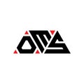 OMS triangle letter logo design with triangle shape. OMS triangle logo design monogram. OMS triangle vector logo template with red Royalty Free Stock Photo