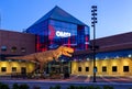 OMSI illuminated building in twilight