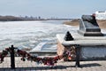 Castles fidelity at the confluence of two rivers Irtysh and Om. Omsk, Russia