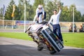 Omsk, Russia - August 03, 2013: Auto rodeo, car stunts