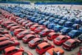 Omsk, Russia - August 22, 2014: Country flag by cars