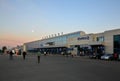 Omsk airport building in the early morning