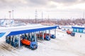 Omsk, Russia - December 6, 2011: Gazprom, gas station