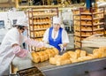 Omsk, Russia - December 19, 2014: Workers at bread factory