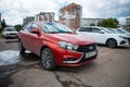 OMSK, RUSSIA - JUNE 28, 2020: Meeting of the Lada Vesta Omsk group community-Lada Vesta around the world.