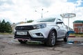 OMSK, RUSSIA - JUNE 28, 2020: Meeting of the Lada Vesta Omsk group community-Lada Vesta around the world.