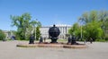 Omsk, Russia - June 01, 2013: old fountain 'Abundance' in square