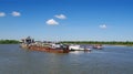 OMSK, RUSSIA - June 28, 2010: vehicles on Irtysh river