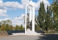 Omsk, Russia - September 21, 2016: monument to liquidators of Chernobyl accident