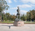 Omsk, Russia - September 23, 2016: monument to M. A. Vrubel