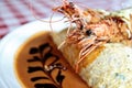 Omurice with king prawns