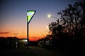 OMV gas station and truck parking before sunset, near highway Royalty Free Stock Photo