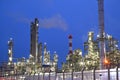OMV refinery in Schwechat at night Royalty Free Stock Photo