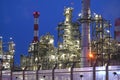 OMV refinery in Schwechat at night Royalty Free Stock Photo