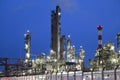 OMV refinery in Schwechat at night Royalty Free Stock Photo
