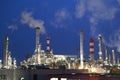 OMV refinery in Schwechat at night Royalty Free Stock Photo