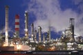 OMV refinery in Schwechat at night Royalty Free Stock Photo