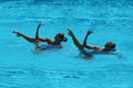Ona Carbonell and Gemma Mengual of Spain compete during the synchronized swimming duet technical routine preliminary round Royalty Free Stock Photo