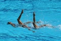 Ona Carbonell and Gemma Mengual of Spain compete during the synchronized swimming duet technical routine preliminary round Royalty Free Stock Photo
