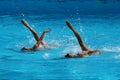 Ona Carbonell and Gemma Mengual of Spain compete during the synchronized swimming duet technical routine preliminary round Royalty Free Stock Photo