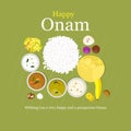 Onam festival greetings with Traditional Kerala meals