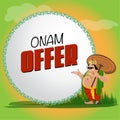 Onam offer or greeting display background with Maveli