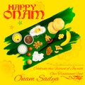 Onam Sadya feast on banana leaf