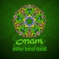 Onam sale banner with colorful mandala. Vector.