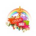 Onam sale banner with ribbon. Vector illustration