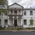 onated portico at traditional picturesque house, Stellenbosch, South Africa