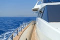 Onboard Luxury motor yacht cruising the Aegean sea Royalty Free Stock Photo