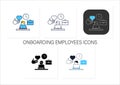Onboarding employees icons set