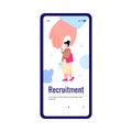 Onboarding page of recruiting agency or HR cartoon flat vector illustration.