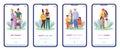 Onboarding pages bundle on family thematic, flat vector illustration.