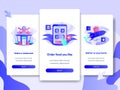 Onboarding screen page template of Online Food Delivery Concept. Modern flat design concept of web page design for website and