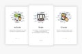 Onboarding screens design in mobile action concept.