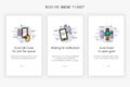 Onboarding screens design in receive queue ticket concept. How to receive queue Royalty Free Stock Photo