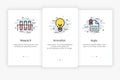Onboarding screens design in research and innovation concept.