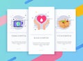 Onboarding screens user interface kit for mobile app templates concept of donation. Blood, online and food donation boxes. Concept Royalty Free Stock Photo