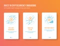 Cryptocurrency investing onboarding mobile app walkthrough screens modern, clean and simple concept. vector illustration template