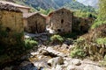 Stone houses in the village of Bulnes in the Picos Mountains, Spain Royalty Free Stock Photo