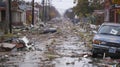 The once peaceful streets now filled with debris and broken objects a chilling reminder of the ferocity of the tornado