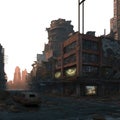 war zone post apocalyptic city street. burnt down city. transparent PNG file.